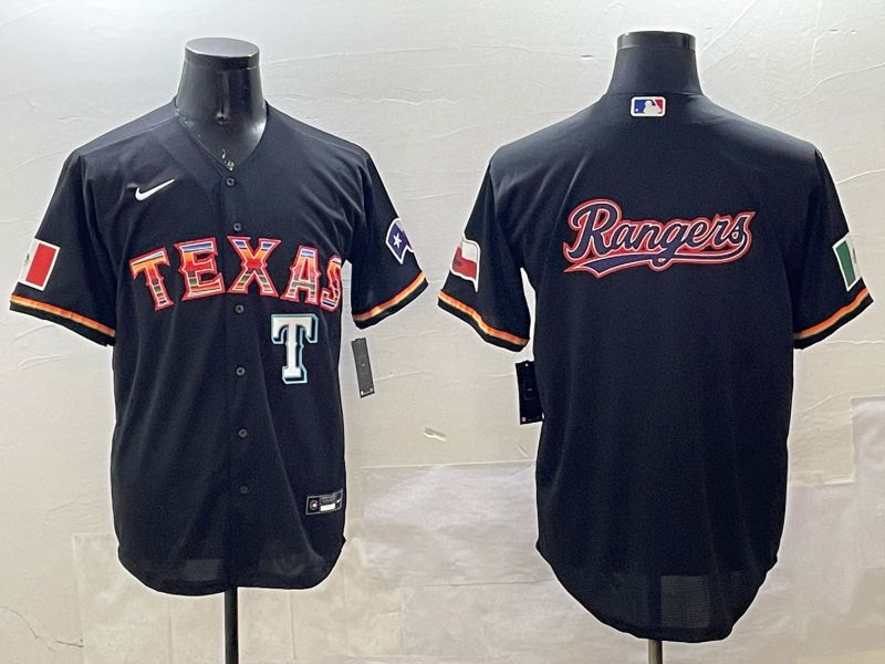 Men Texas Rangers Blank Black Mexico Game 2025 Nike MLB Jersey style 9